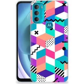 👉 Houten blok Motorola Moto G71 5G TPU Hoesje Blokken Kleurrijk 8720632244192