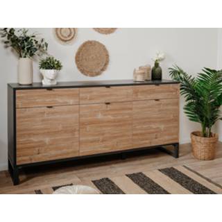 👉 Dressoir antraciet bamboe SUMMA II 3 deuren lades antraciet/bamboe 5400943232936
