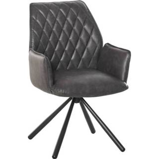 👉 Eetkamerstoel grijs kunstleer staal active HOMdotCOM 360° draaibare keukenstoel fauteuil 6011611720793