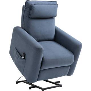 👉 Blauw linnen active HOMdotCOM Sta-stoel met opsta-hulp tv-stoel ligfunctie touch 6011613358376