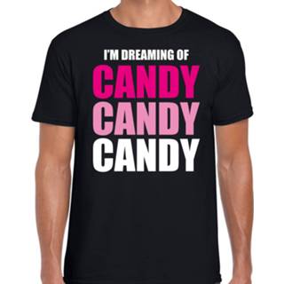 👉 Shirt zwart katoen mannen Dreaming of candy fun t-shirt voor heren