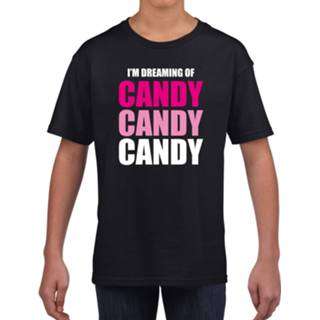 Shirt zwart katoen kinderen Dreaming of candy fun t-shirt voor