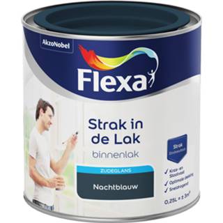 👉 Binnenlak lak Flexa Strak in de Zijdeglans - Nachtblauw 8711113135269