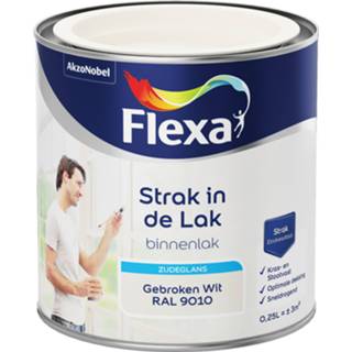 👉 Binnenlak wit lak Flexa Strak in de Zijdeglans - Gebroken RAL 9010 8711113135177