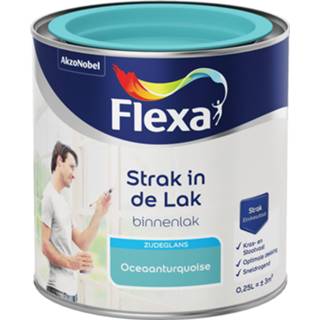 👉 Binnenlak lak Flexa Strak in de Zijdeglans - Oceaanturquoise 8711113135368