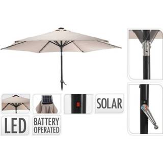 👉 Parasol aluminium active Solar -Ø 270 cm - met LED Verlichting Taupe 6011602355300