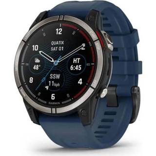 👉 Smartwatch silicone titanium blauw Garmin Quatix 7 Sapphire, with Blue Band, Amoled Multisport GPS 010-02582-61