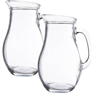 👉 Karaf transparant glas 2x stuks karaffen/schenkkannen 1 liter van bol model