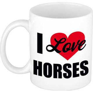 👉 Beker wit keramiek volwassenen I love my horses / Ik hou van mijn paarden cadeau mok 300 ml - mokken