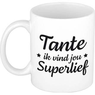 👉 Beker wit keramiek volwassenen Tante ik vind jou super lief cadeau mok / 300 ml - mokken