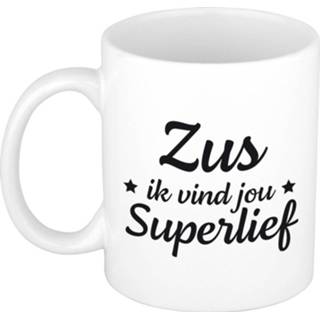 Beker wit keramiek volwassenen Zus ik vind jou super lief cadeau mok / 300 ml - mokken