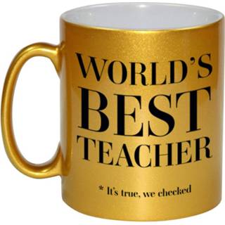 👉 Koffiemok goud gouden keramiek volwassenen Worlds best teacher cadeau / theebeker 330 ml - mokken