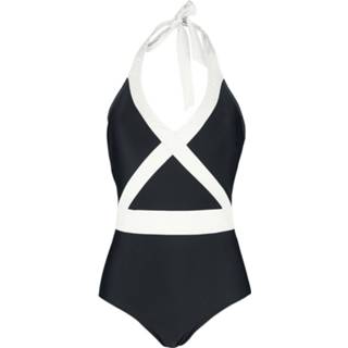 👉 Zwempak zwart wit vrouwen s Pussy Deluxe - Criss Cross Swimsuit 4044583905525