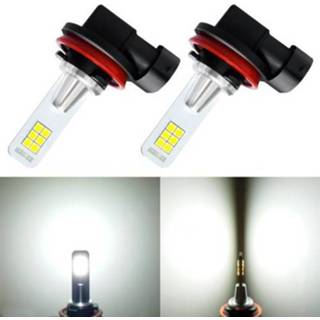 👉 Mistlamp wit active 2 STKS H16 DC 12V-24V 12W 700LM Auto Mistlampen met 12 SMD-3030 LED-lampen (wit licht)