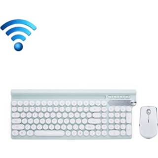 👉 Toetsenbord wit donkergroen active LANGTU LT500 Silent Office PUNK KEYCAP Wireless Muis Set (White Green)