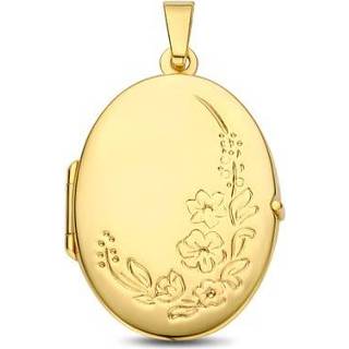 👉 Gouden Ovaal Medaillon met Bloemen en Gravure van Names4ever