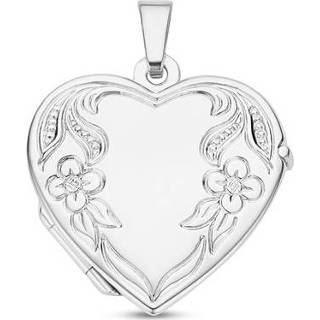 👉 Zilveren Medaillon Hart met Bloemen en Gravure van Names4ever