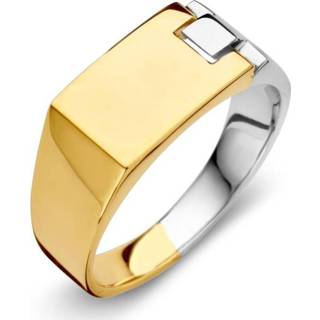 👉 Excellent Jewelry Geelgouden Dames Ring met Witgouden Uiteinde