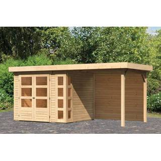 👉 Tuinhuisje Woodfeeling | Tuinhuis Kerko 3 met Overkapping 2,4 en Achterwand Onbehandeld 4010090091853