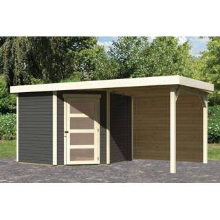 👉 Tuinhuisje Woodfeeling | Tuinhuis Schwandorf 5 met Overkapping 2,5 en Achterwand Terragrijs 4010090092157