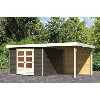 👉 Tuinhuisje Woodfeeling | Tuinhuis Askola 6 met Overkapping 2,4 en Achterwand Terragrijs 4010090235059