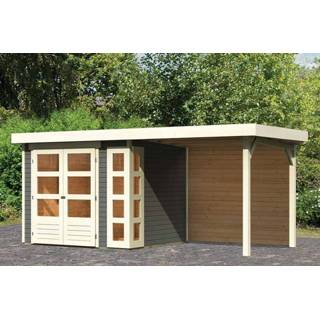 Tuinhuisje Woodfeeling | Tuinhuis Kerko 3 met Overkapping 2,4 en Achterwand Terragrijs 4010090091860