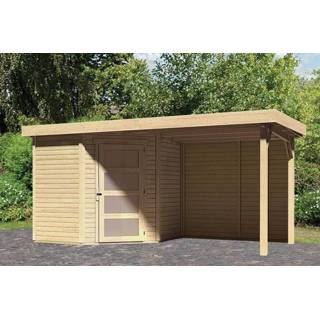 👉 Tuinhuisje Woodfeeling | Tuinhuis Schwandorf 3 met Overkapping 2,4 en Achterwand Onbehandeld 4010090092102