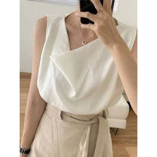 Sleeveless polyester s vrouwen zwart Ruched Solid Color Casual Blouse