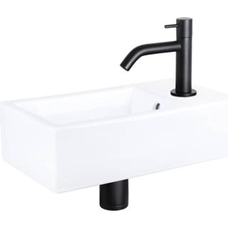 👉 Fonteinset zwart keramiek mat Differnz Force - kraan gebogen 8712793557273