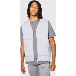 Dikke Gewatteerde Jersey Bodywarmer Met Stiksels, Grey Marl