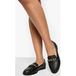 👉 Loafers Met Ronde Neus En Gouden Afwerking, Black