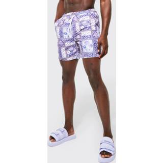 Gerecyclede Middellange Paisley Zwembroek, Dark Blue Gerecyclede Middellange Paisley Zwembroek, Dark Blue