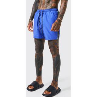 Recycled Mid Length Tape Swim Shorts, Blue