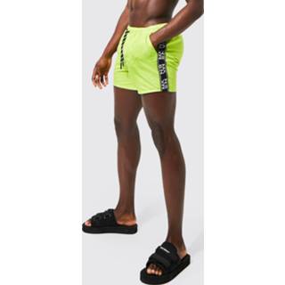 👉 Recycled Short Length Tape Swim Shorts, Lime