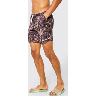 👉 Tall All Over Print Abstract Shell Swim Short, Chocolate