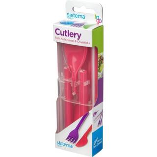 Bestekset roze Sistema To Go • Cutlery 5-delig
