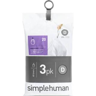 👉 Vuilniszak active Simplehuman Vuilniszakken Code D 20 liter Pak van 3x20 Stuks 838810017525