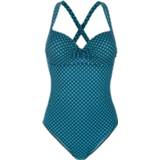 👉 Badpak vrouwen gestippeld blauw kunstvezels met stippen Rösch