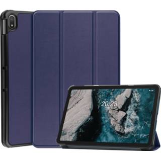 👉 Tablethoes blauw active Case2go - Tablet hoes geschikt voor Nokia T20 (2021) 10.4 Inch Tri-Fold Book Case Donker 8719793162438