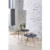 👉 Bijzet tafel houten zwart Arp side table bijzettafel whitewash - met linoleum tafelblad nero Ø 55 cm 8719497681471