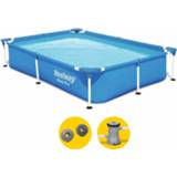 👉 Bestway Steel Pro zwembad - 221 x 150 x 43 cm - met filterpomp