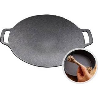 👉 Grill touw active Outdoor Camping BBQ Gietijzeren Pan, Stijl: Bakken Pan + Hennep