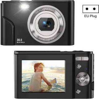 👉 Digitale camera zwart active kinderen DC311 2.4 inch 36mp 16x Zoom 2.7K Full HD Kinderkaartcamera, EU-stekker (zwart)