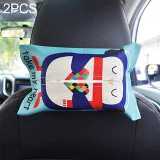 👉 Autostoel active 2 STUKS Cartoon Doek Terug Opknoping Opslag Tissue Case Box Container Handdoek Servet Papers Tas Houder (Pinguïn)