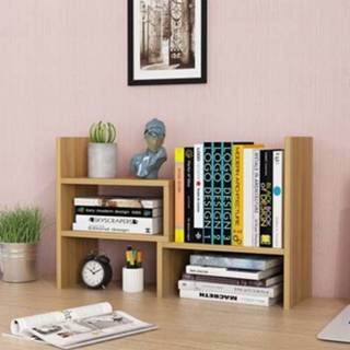 👉 Boekenkast klein active Simple Bookshelf Student Desktop Rack Slaapzaal Office Storage (Light Walnut)