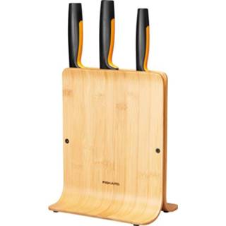 👉 Messenhouder bamboe staal Fiskars Functional Form messenblok met 3 messen Japans roestvrij | handvat SoftGrip 6424002012986
