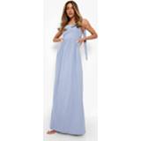 👉 Linnen Maxi Jurk Met Open Rug, Blue