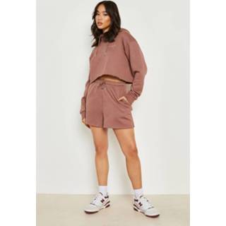 Trainingspak Met Korte Hoodie En Shorts Met Reel Katoen, Chocolate