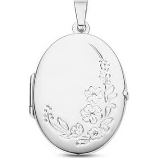 👉 Zilveren Ovaal Medaillon met Bloemen en Gravure van Names4ever
