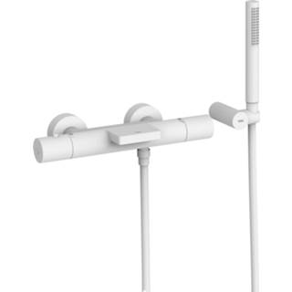 👉 Badkraan wit Thermostatisch Tres Study Exclusive met Watervaluitloop en Handdoucheset Mat 8429546474717